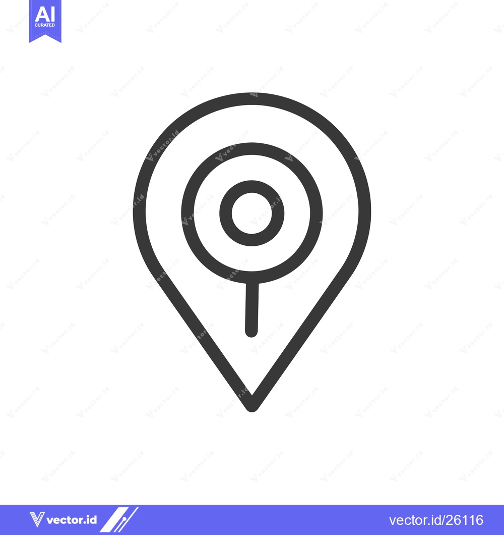 Premium Vector of Black and White Pin Icon with Inner Circle