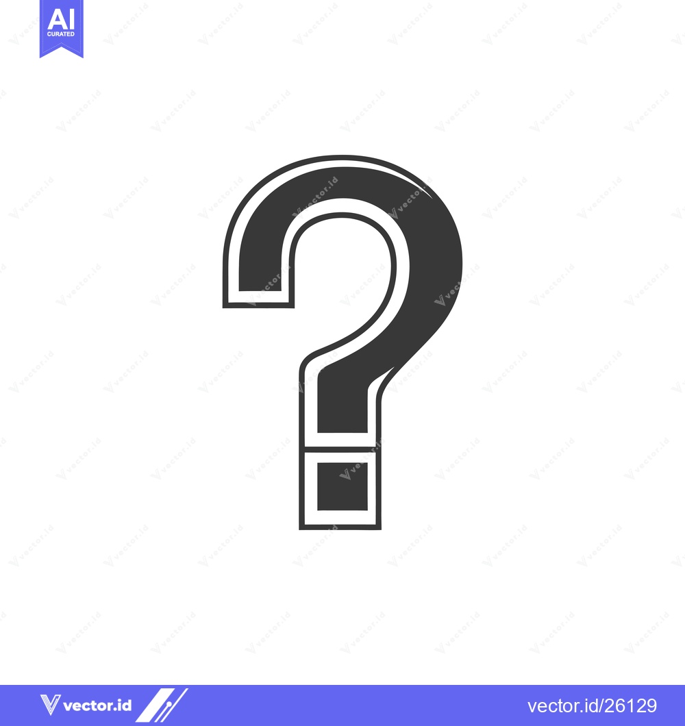 Premium Vector of Black and White Question Mark Icon with Double Outline