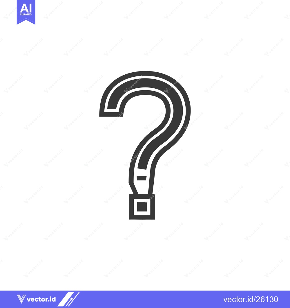 Premium Vector of Black and White Question Mark with a Square Base