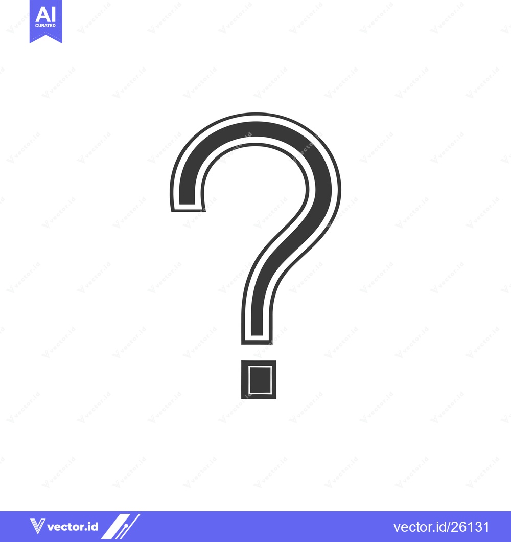 Premium Vector dari Black and White Question Mark with a Square Dot