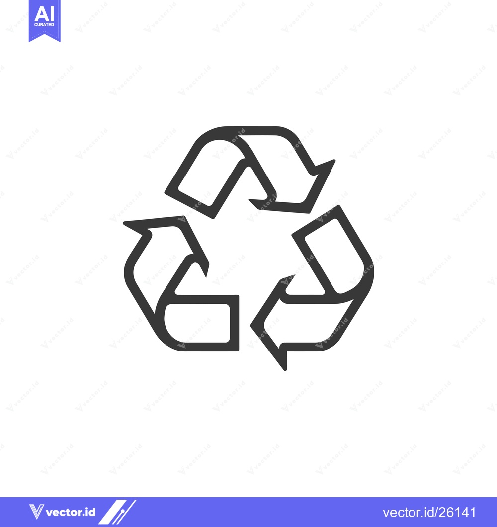 Premium Vector dari Black and White Recycle Symbol with Three Arrows