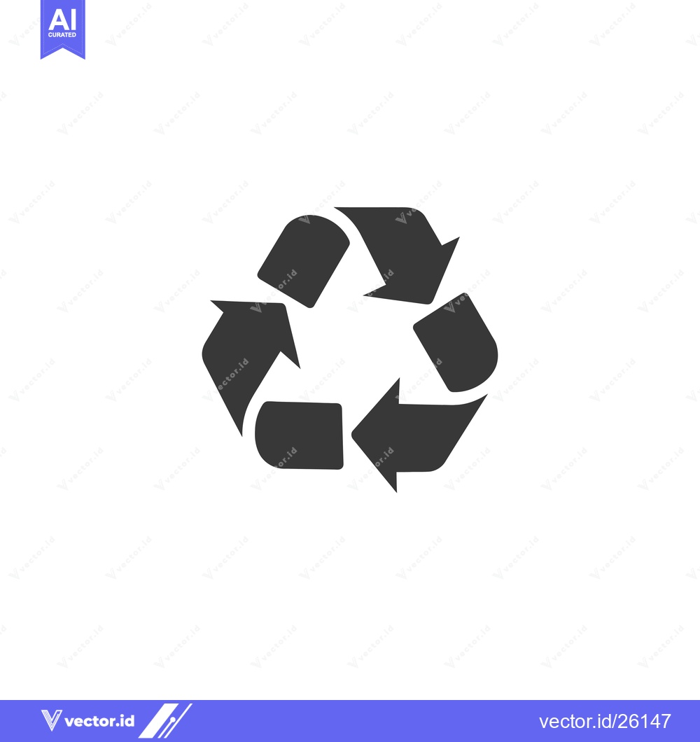 Premium Vector of Black and White Recycling Symbol with Three Arrows