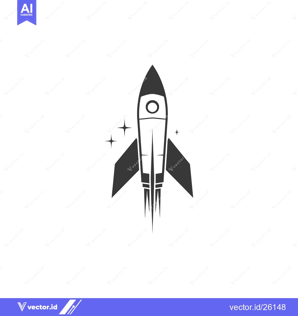 Premium Vector of Black and White Rocket Launching into Space