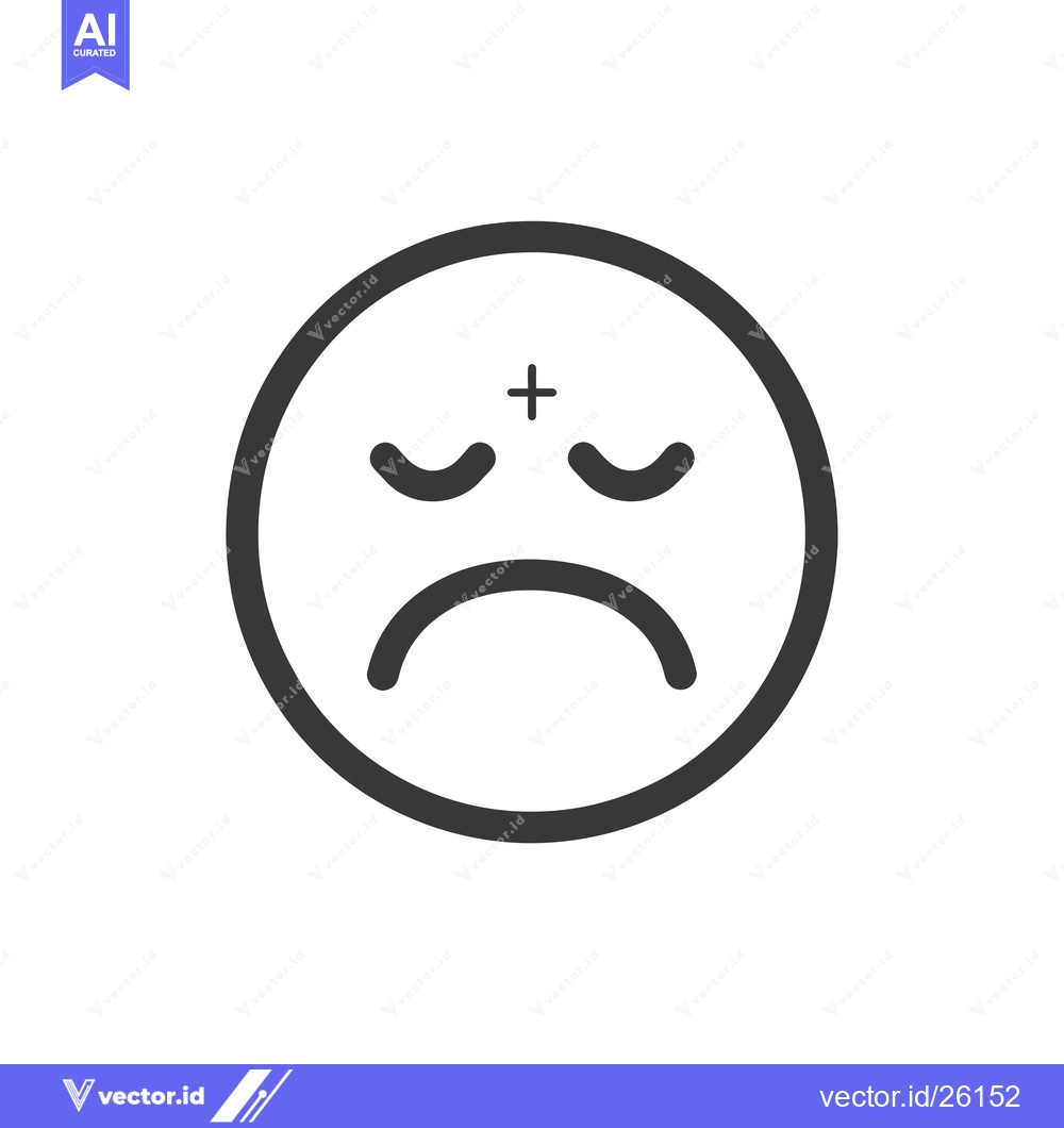 Premium Vector dari Black and White Sad Emoji with Closed Eyes and Plus Sign