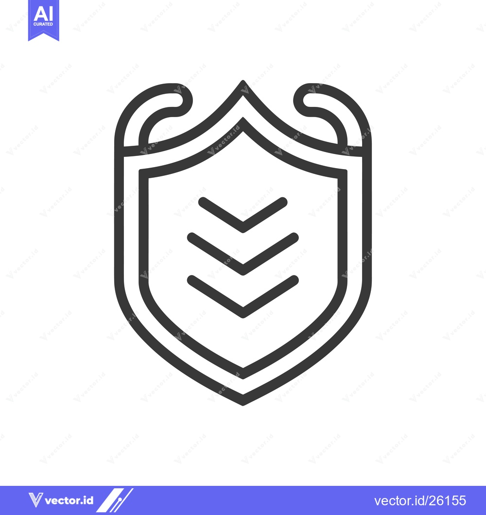 Premium Vector dari Black and White Shield Icon with Three Downward Arrows