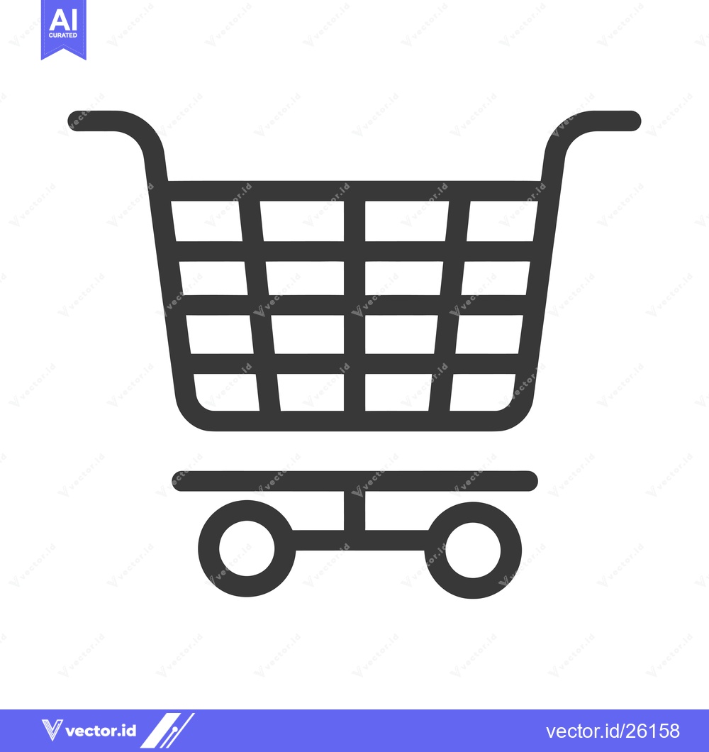 Premium Vector of Black and White Shopping Cart Icon