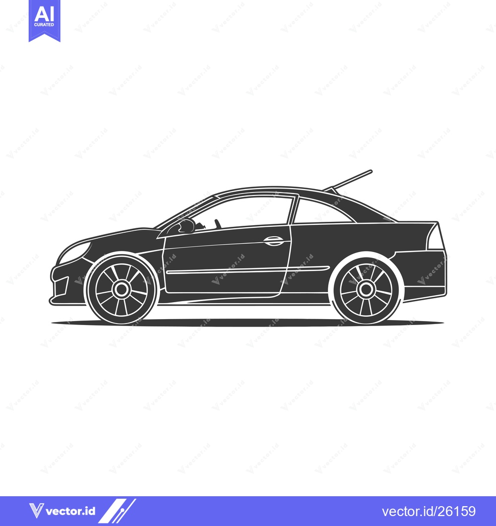 Premium Vector dari Black and White Side View Illustration of a Car