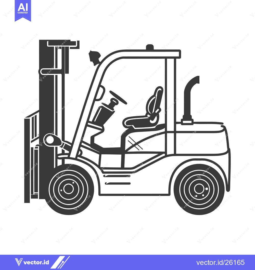 Premium Vector dari Black and White Side View of a Forklift