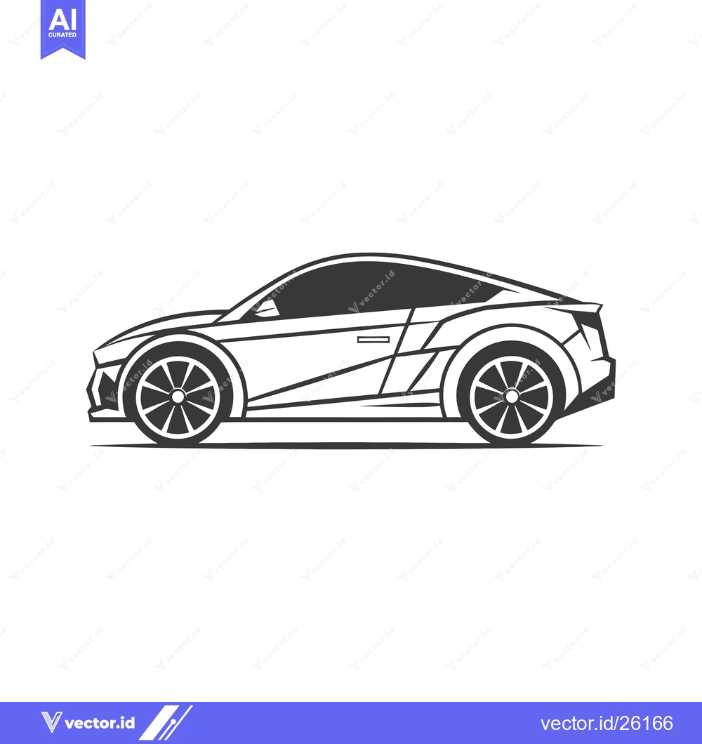 Premium Vector dari Black and White Side View of a Modern Sports Car