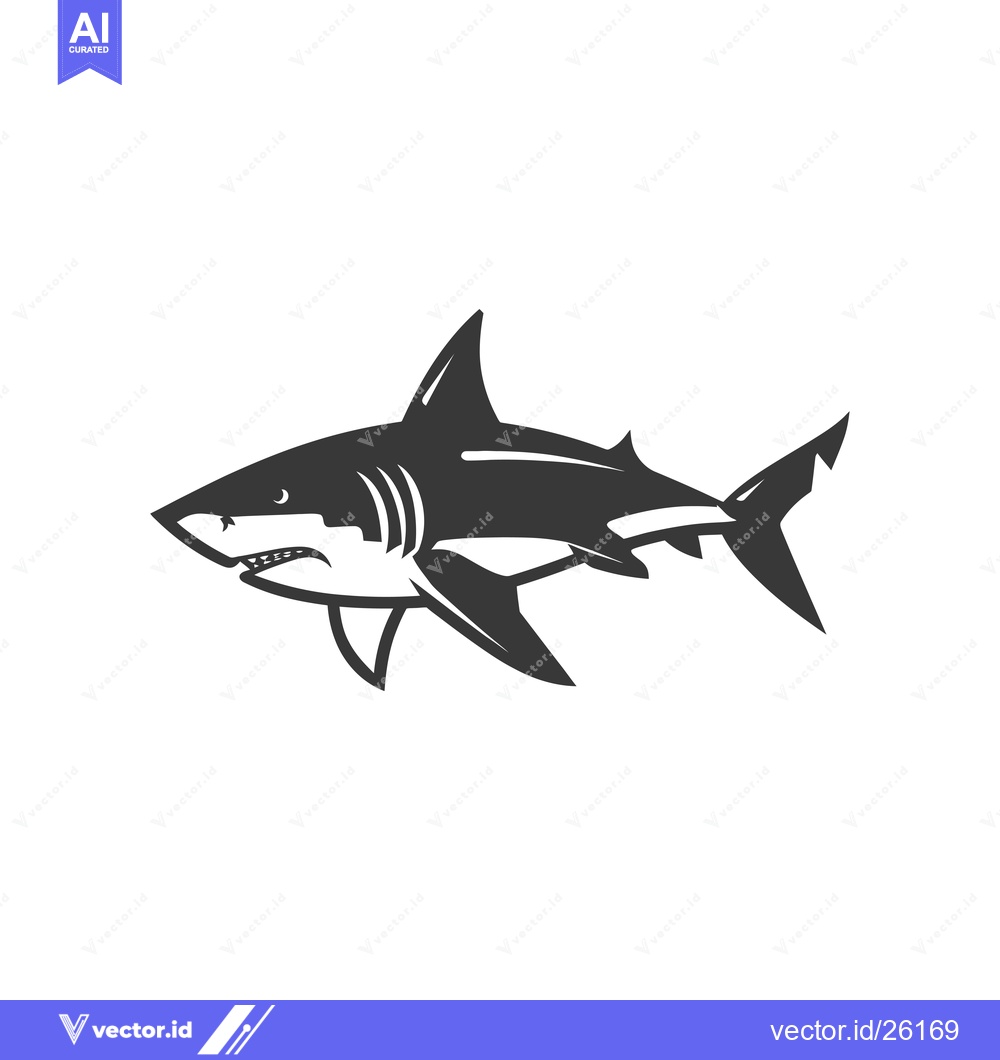 Premium Vector of Black and White Silhouetted Shark Illustration