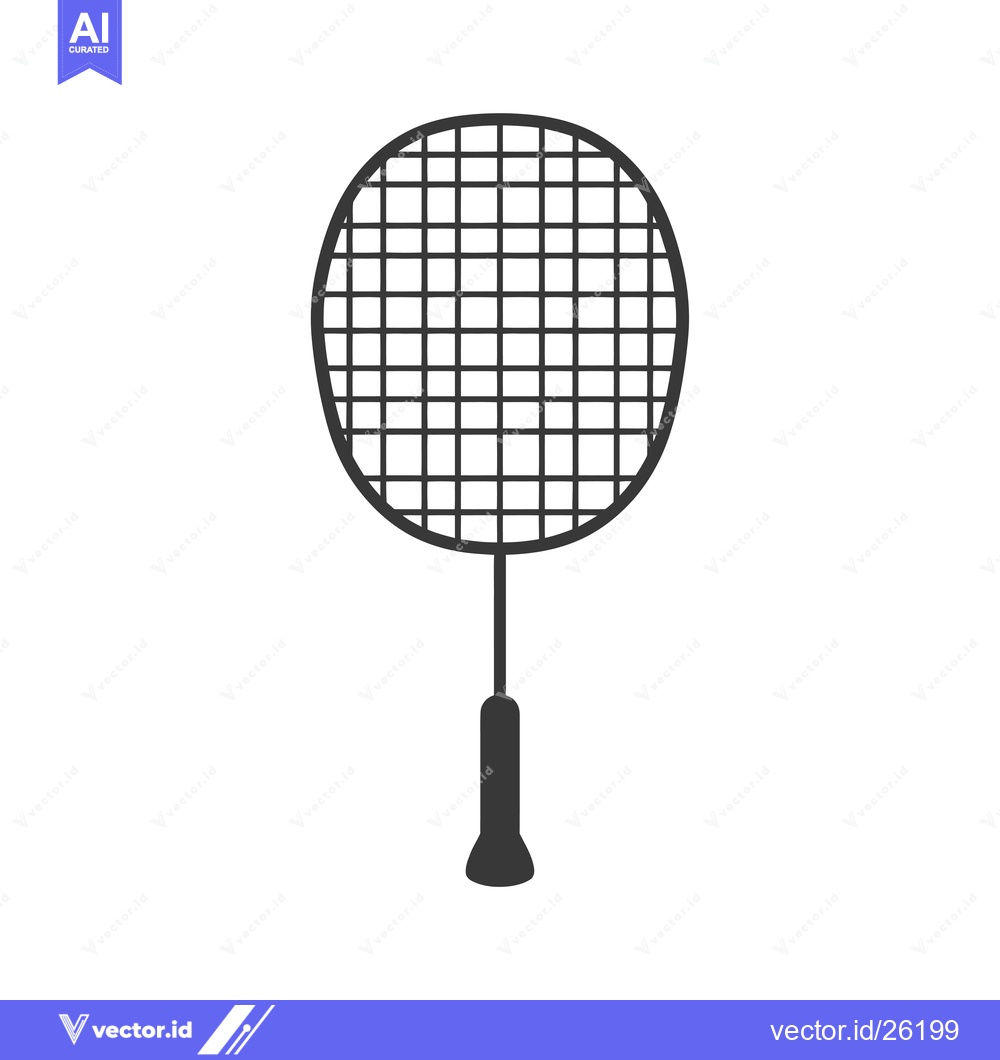 Premium Vector of Black and white silhouette of a badminton racket