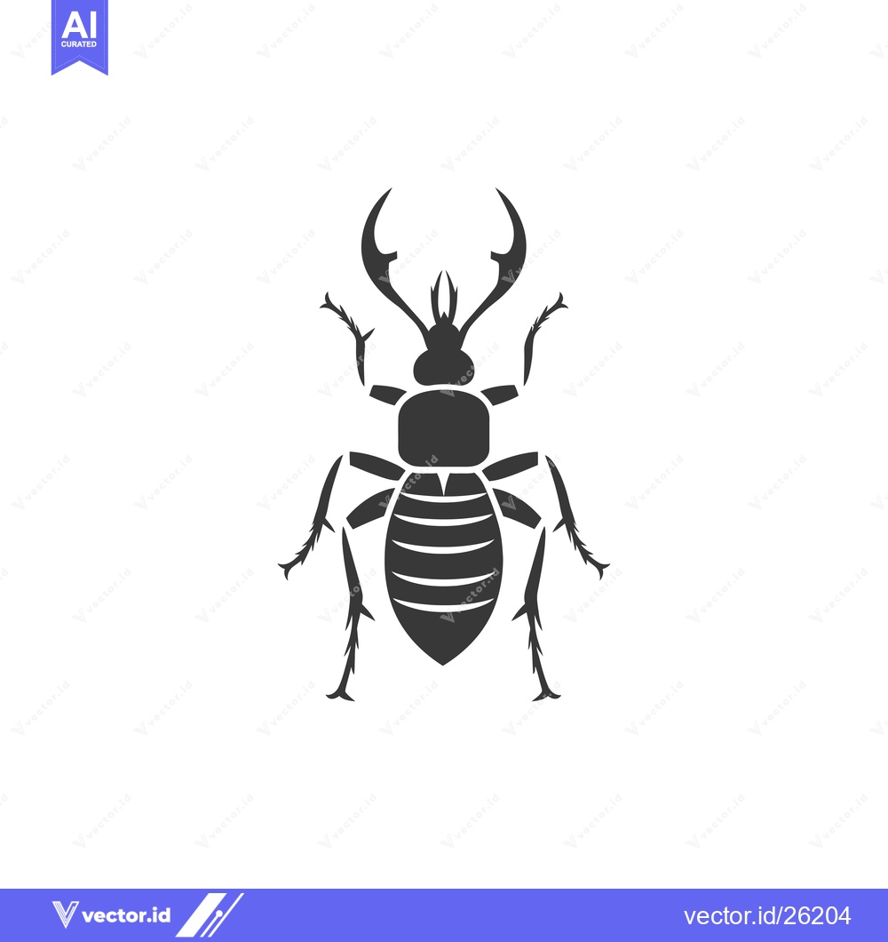 Premium Vector of Black and White Silhouette of a Beetle with Long Antennae