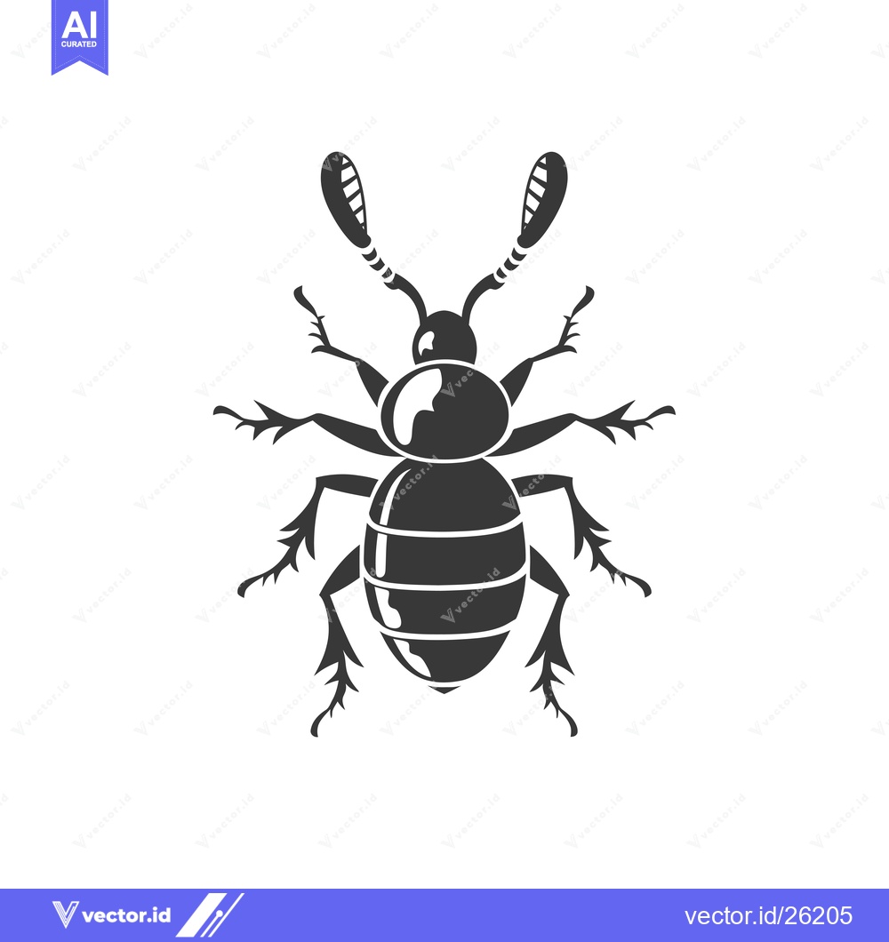 Premium Vector of Black and White Silhouette of a Beetle with Long Antennae
