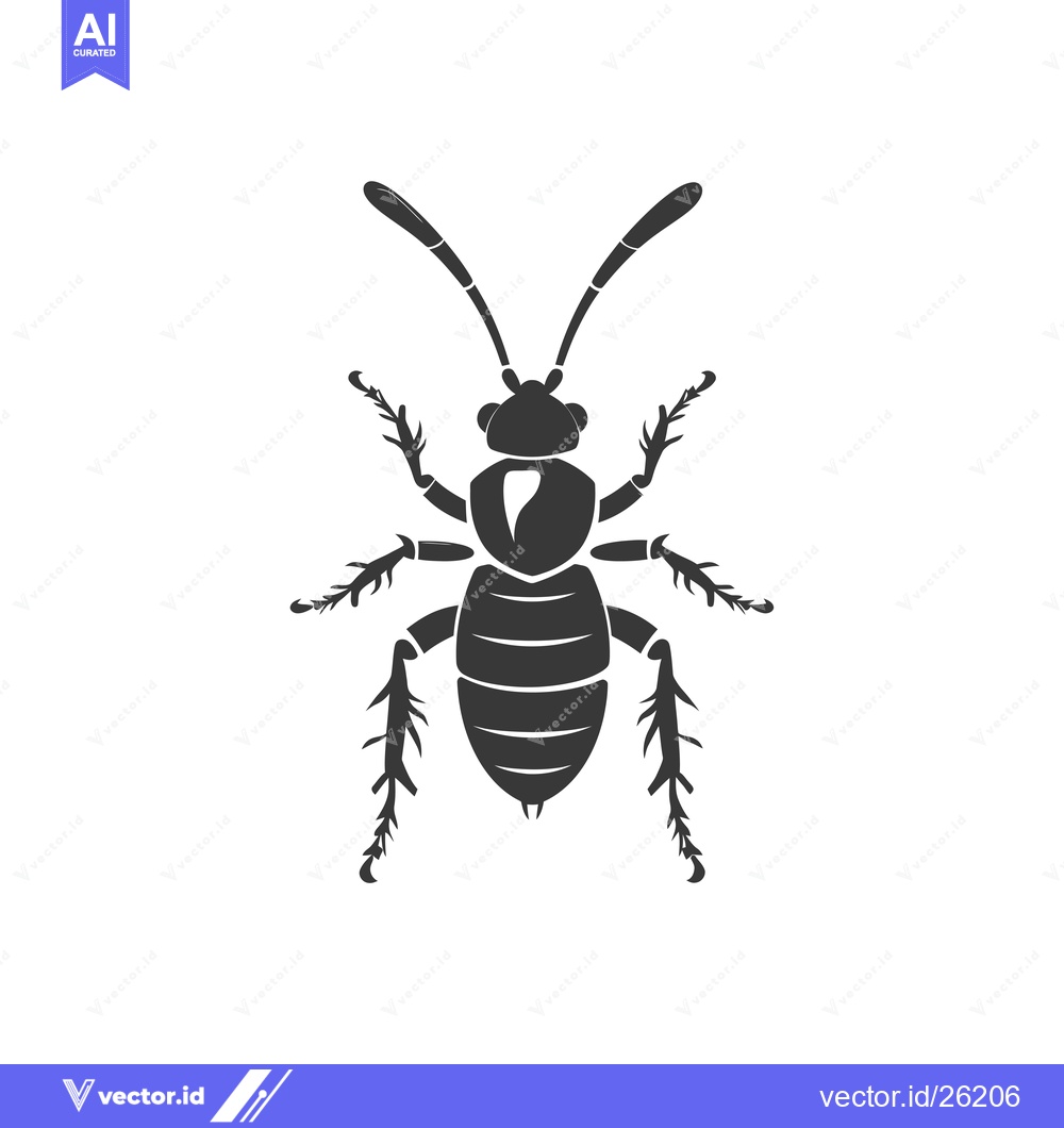 Premium Vector of Black and White Silhouette of a Beetle with Long Antennae