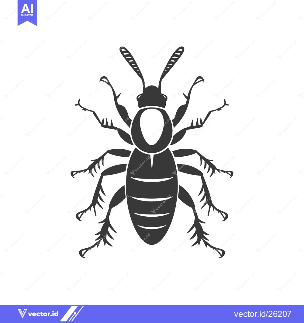 Premium Vector dari Black and white silhouette of a beetle with six legs and antennae