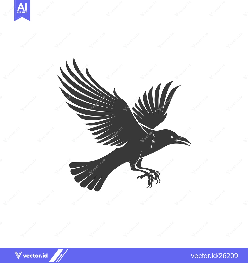 Premium Vector of Black and White Silhouette of a Bird in Flight