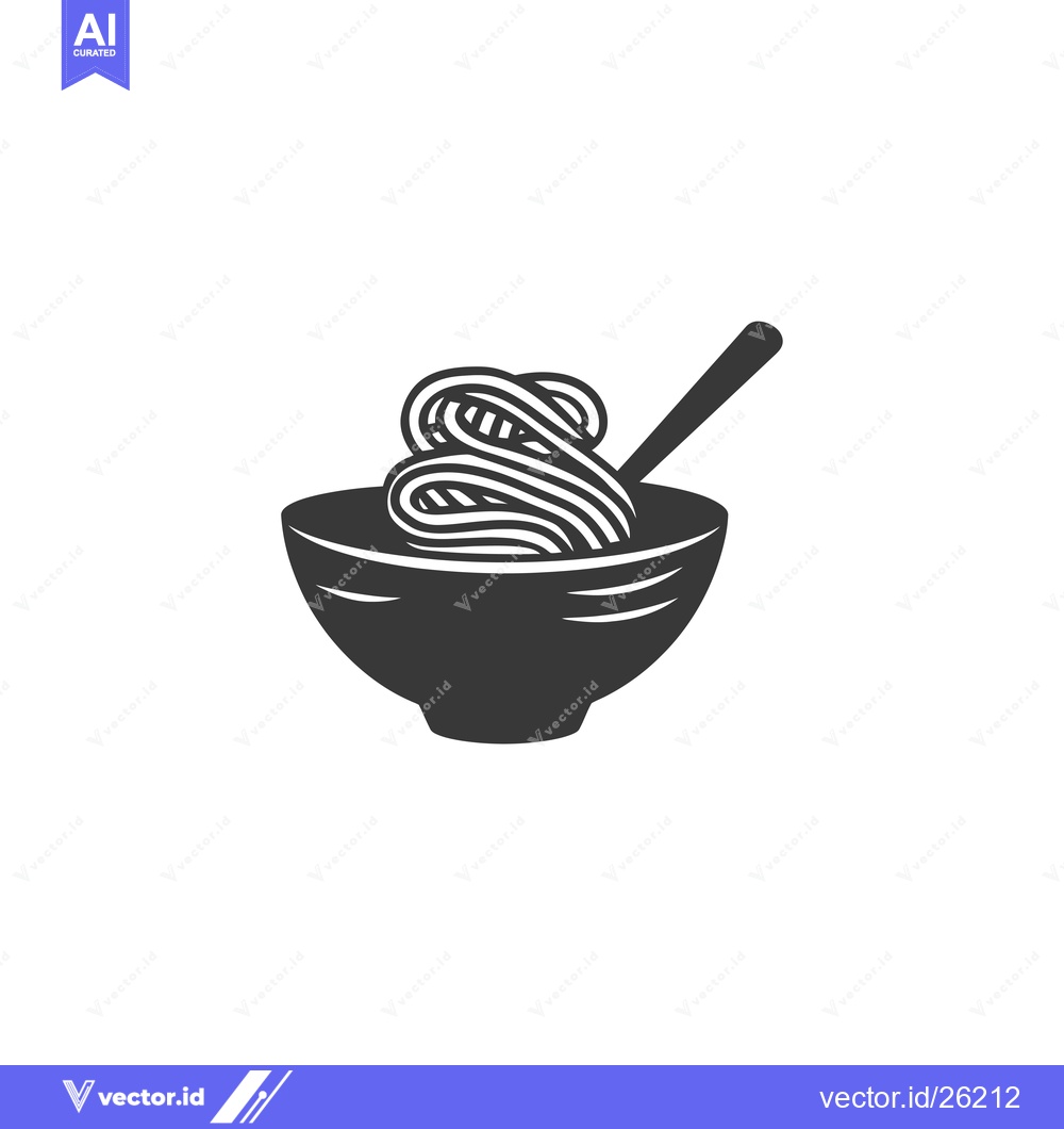 Premium Vector of Black and white silhouette of a bowl of noodles with a chopstick