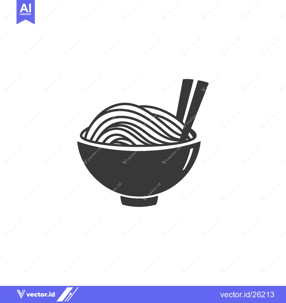 Premium Vector dari Black and white silhouette of a bowl of noodles with chopsticks