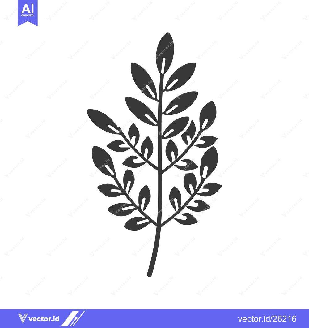 Premium Vector dari Black and White Silhouette of a Branch with Leaves