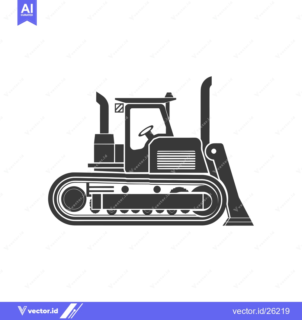 Premium Vector dari Black and White Silhouette of a Bulldozer