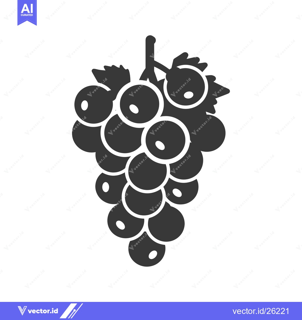 Premium Vector dari Black and white silhouette of a bunch of grapes