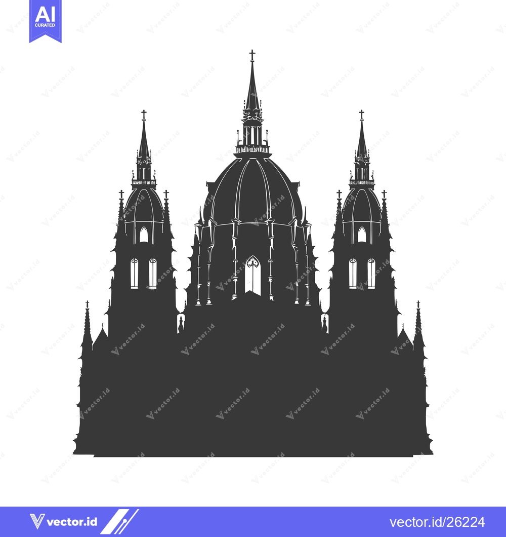 Premium Vector dari Black and White Silhouette of a Cathedral with Three Towers