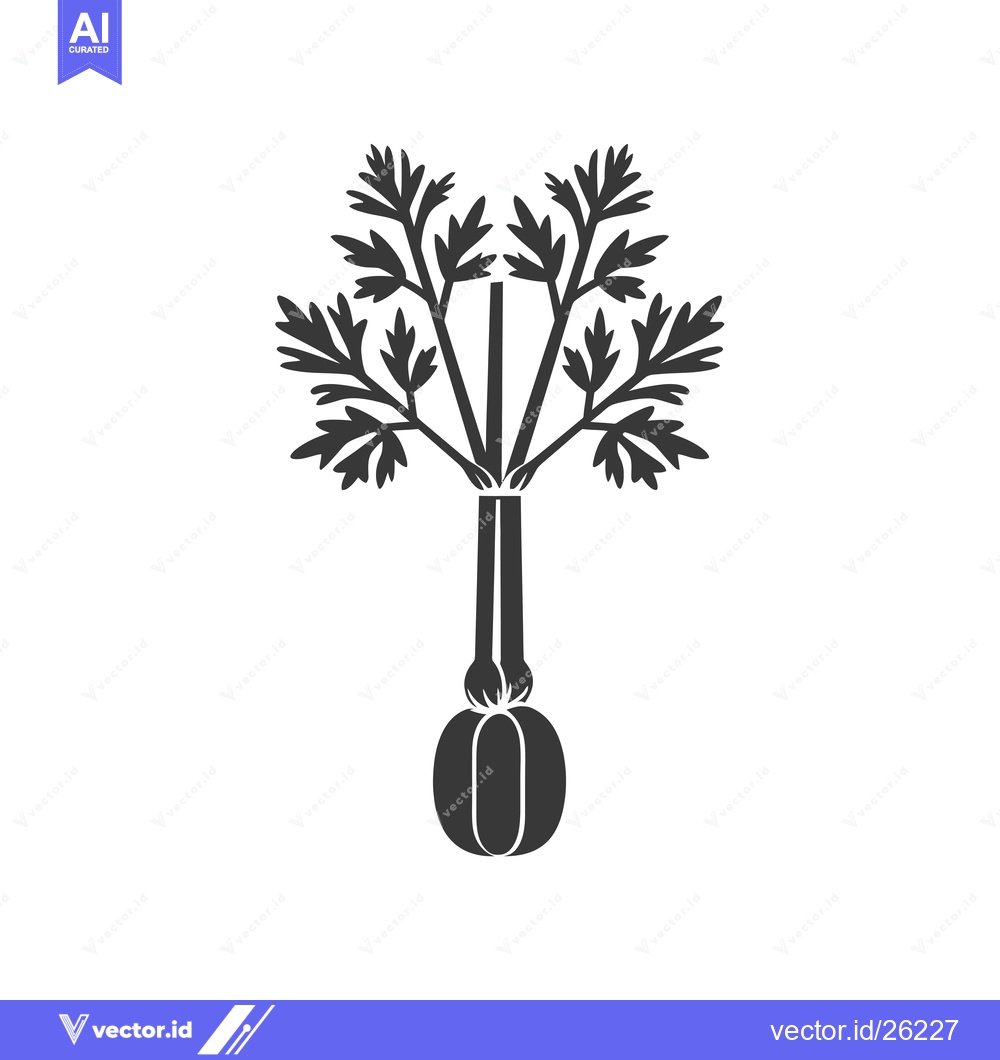 Premium Vector of Black and White Silhouette of a Celery Plant