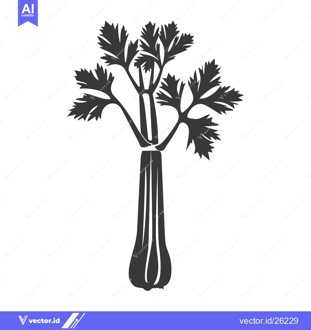 Premium Vector dari Black and White Silhouette of a Celery Stalk