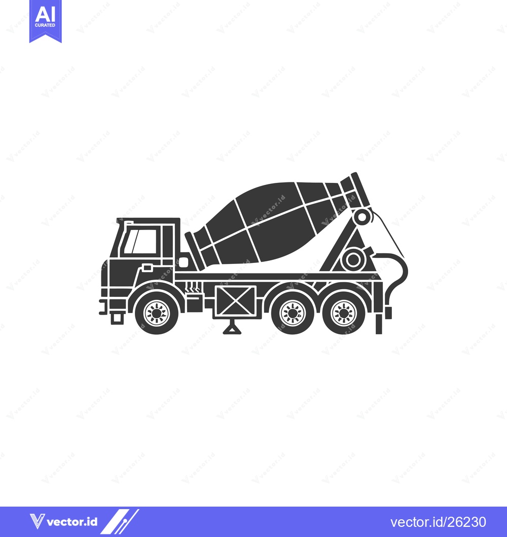 Premium Vector dari Black and White Silhouette of a Cement Mixer Truck