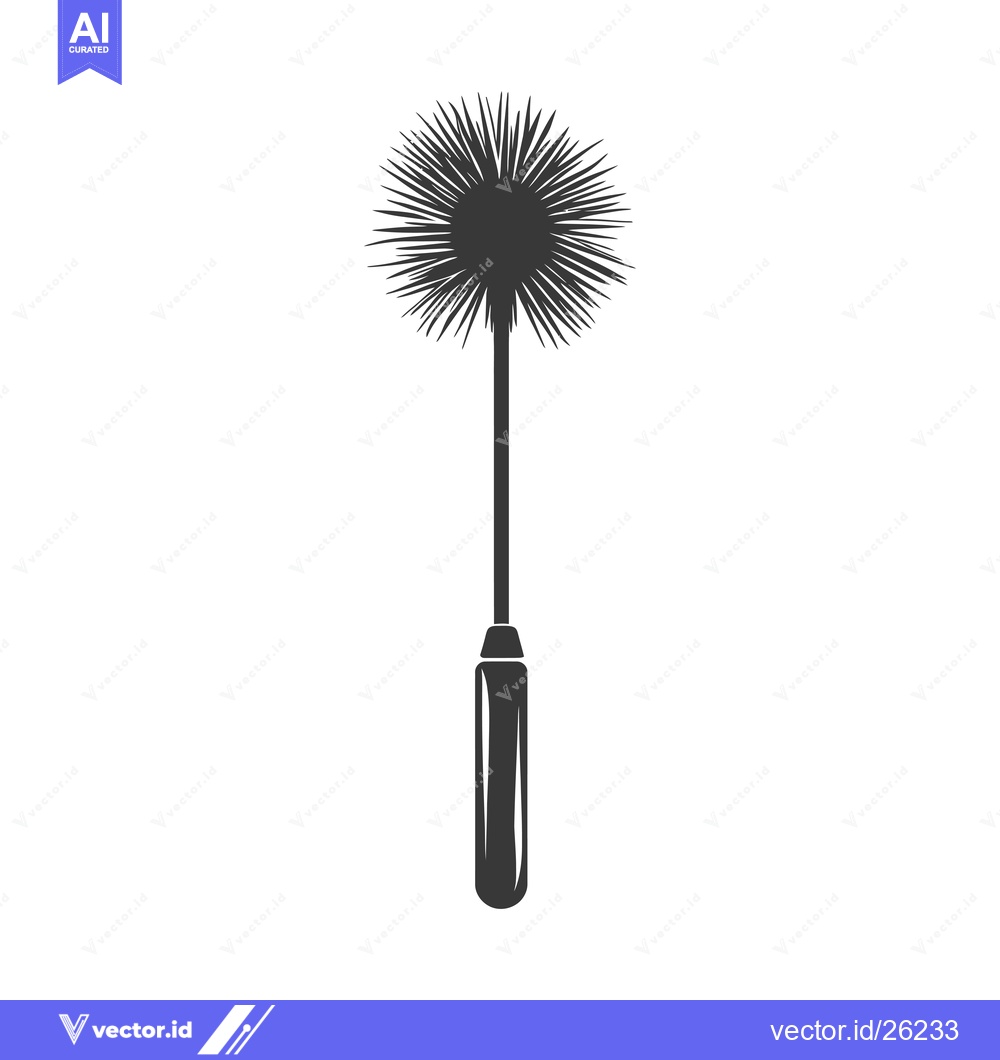 Premium Vector of Black and White Silhouette of a Chimney Sweep Brush