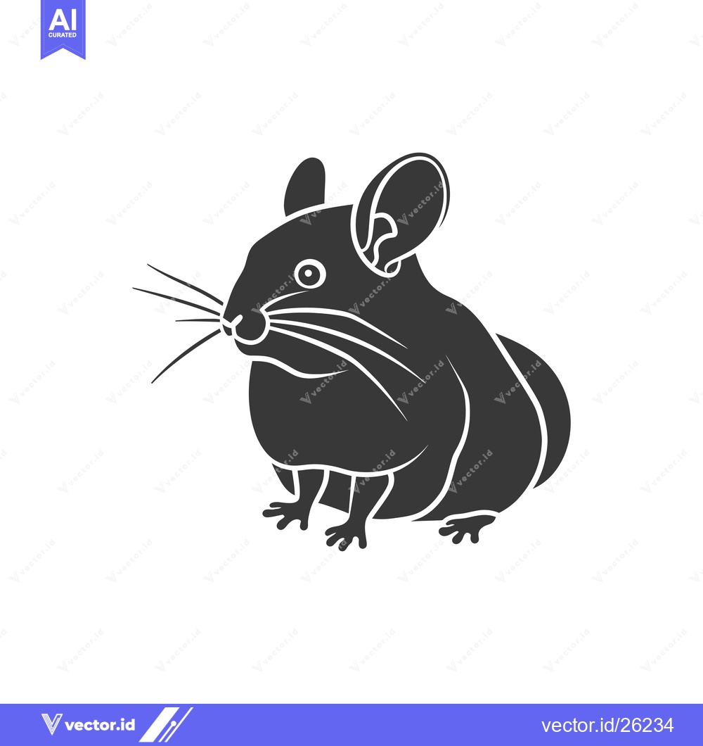 Premium Vector of Black and White Silhouette of a Chinchilla
