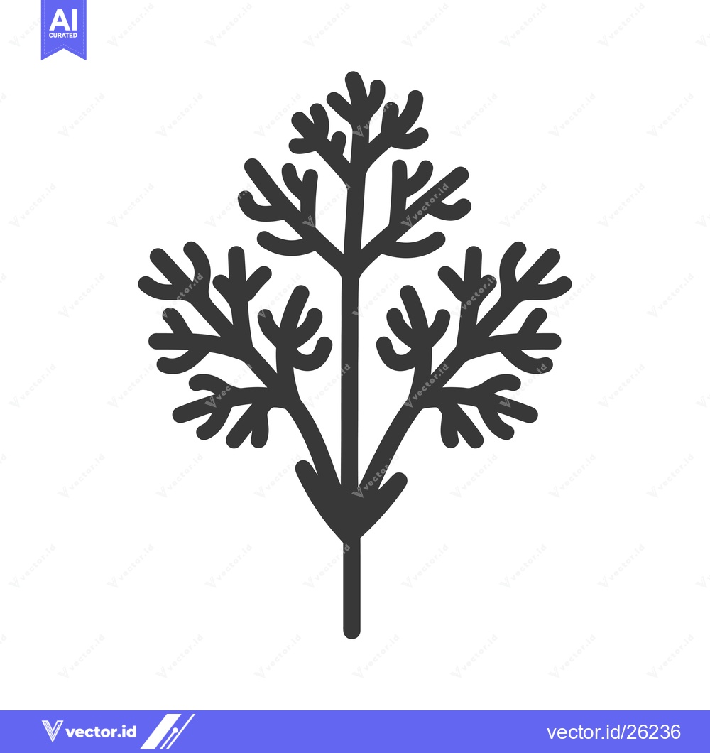 Premium Vector of Black and white silhouette of a cilantro plant