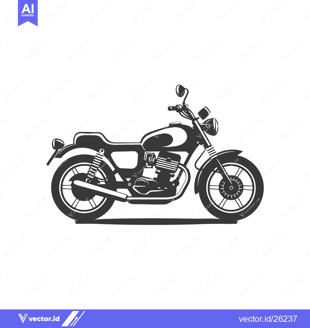 Premium Vector dari Black and White Silhouette of a Classic Motorcycle