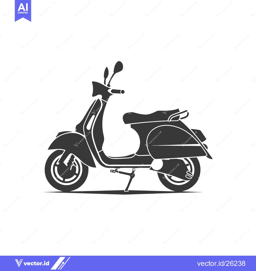 Premium Vector of Black and White Silhouette of a Classic Scooter