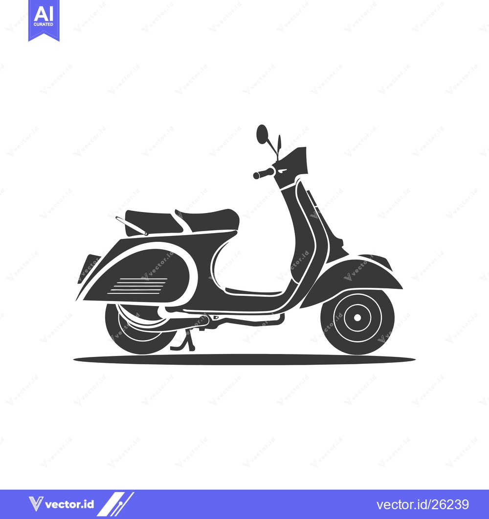 Premium Vector dari Black and White Silhouette of a Classic Scooter