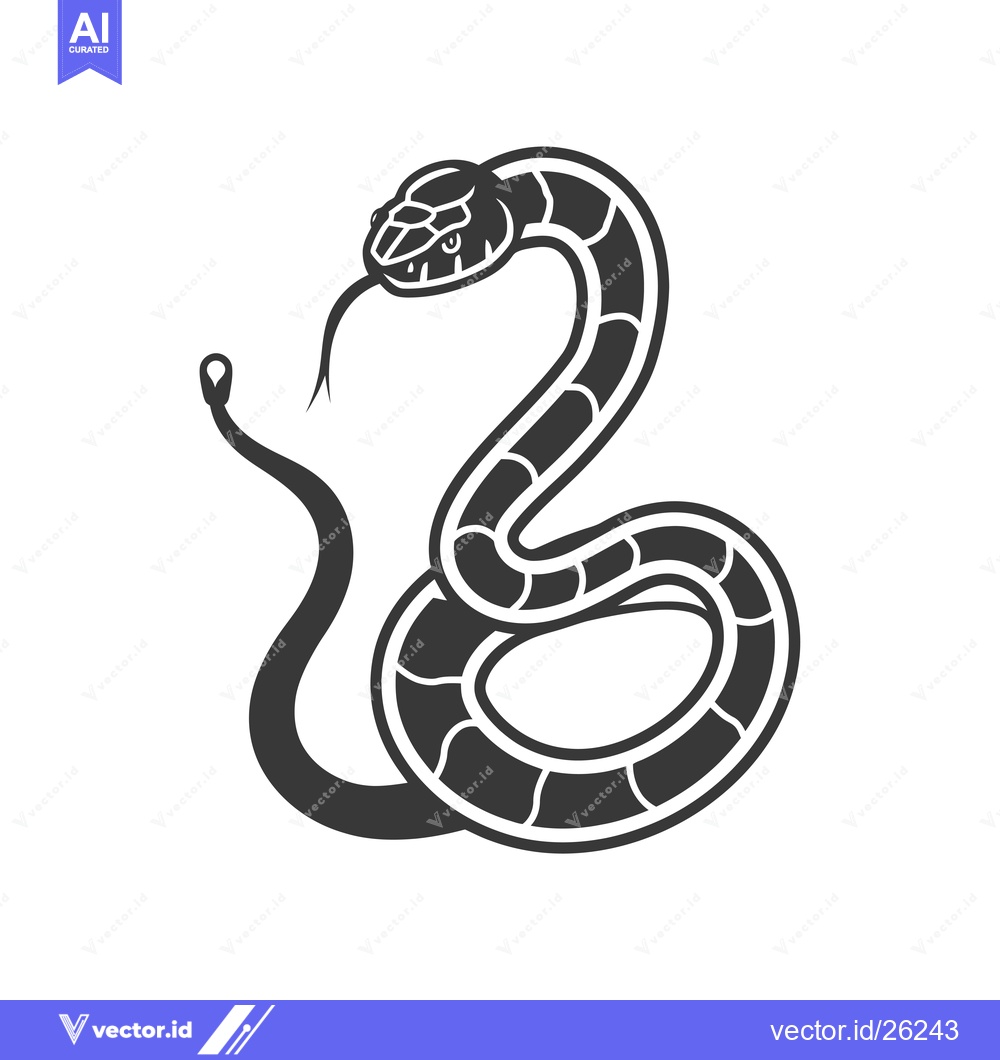 Premium Vector dari Black and White Silhouette of a Coiled Snake