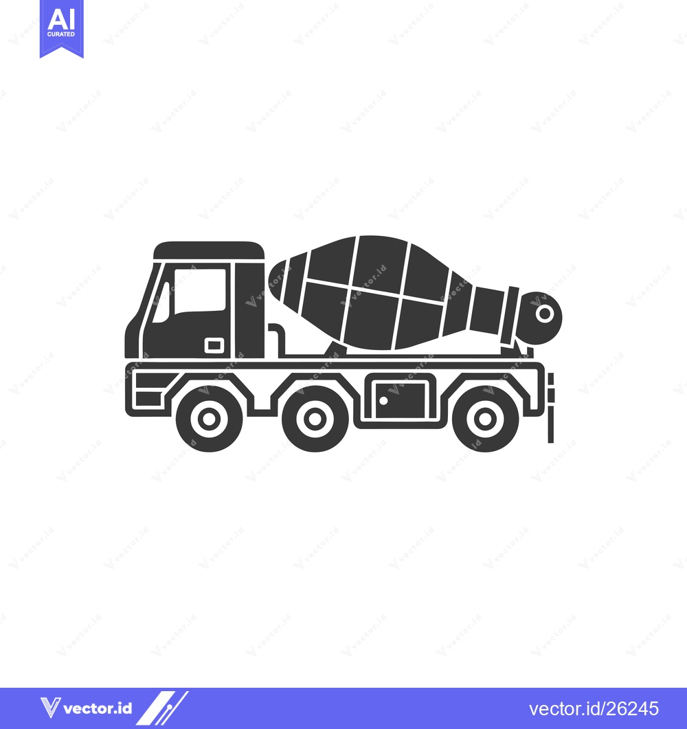 Premium Vector of Black and white silhouette of a concrete mixer truck