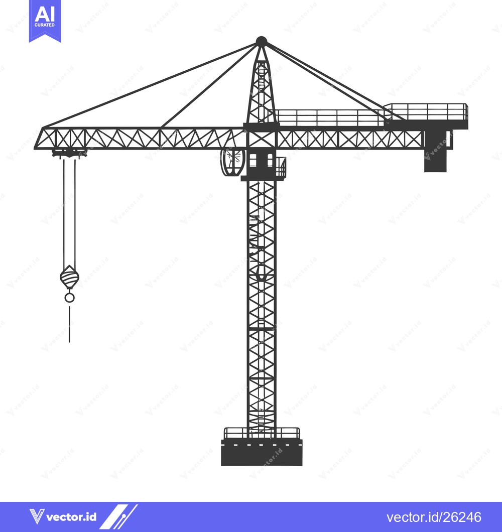 Premium Vector dari Black and White Silhouette of a Construction Crane