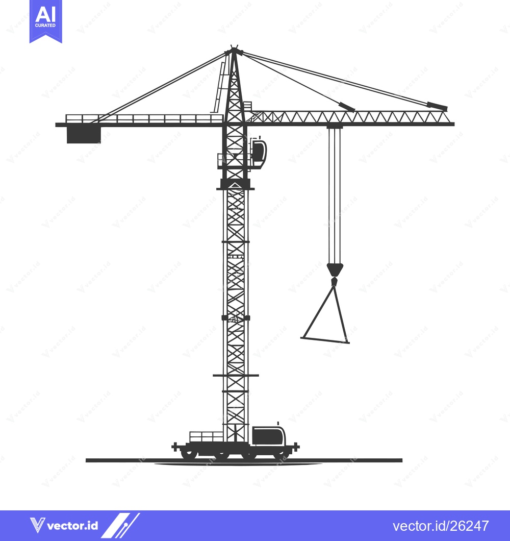 Premium Vector of Black and White Silhouette of a Construction Crane