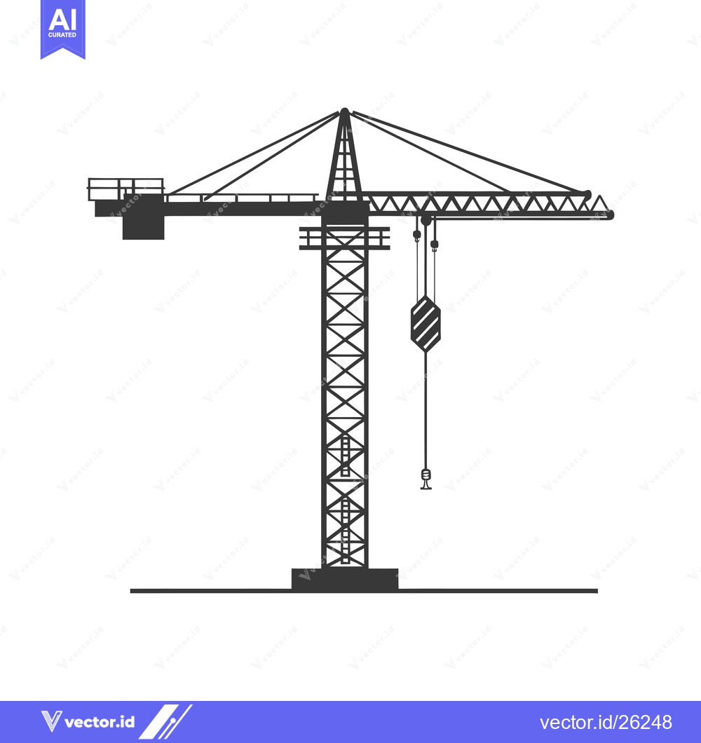 Premium Vector of Black and White Silhouette of a Construction Crane
