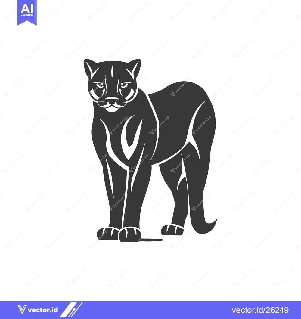 Premium Vector dari Black and White Silhouette of a Cougar Standing