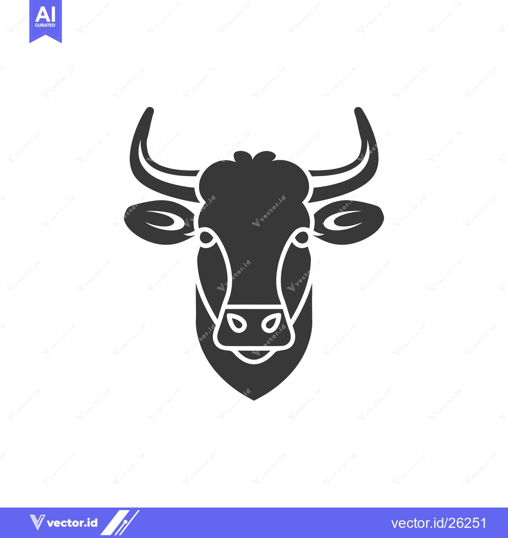 Premium Vector of Black and White Silhouette of a Cow's Head