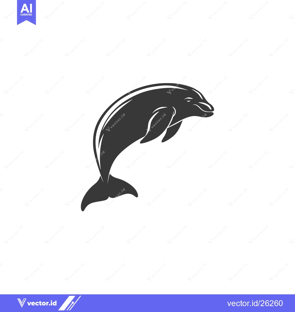 Premium Vector dari Black and White Silhouette of a Dolphin Jumping