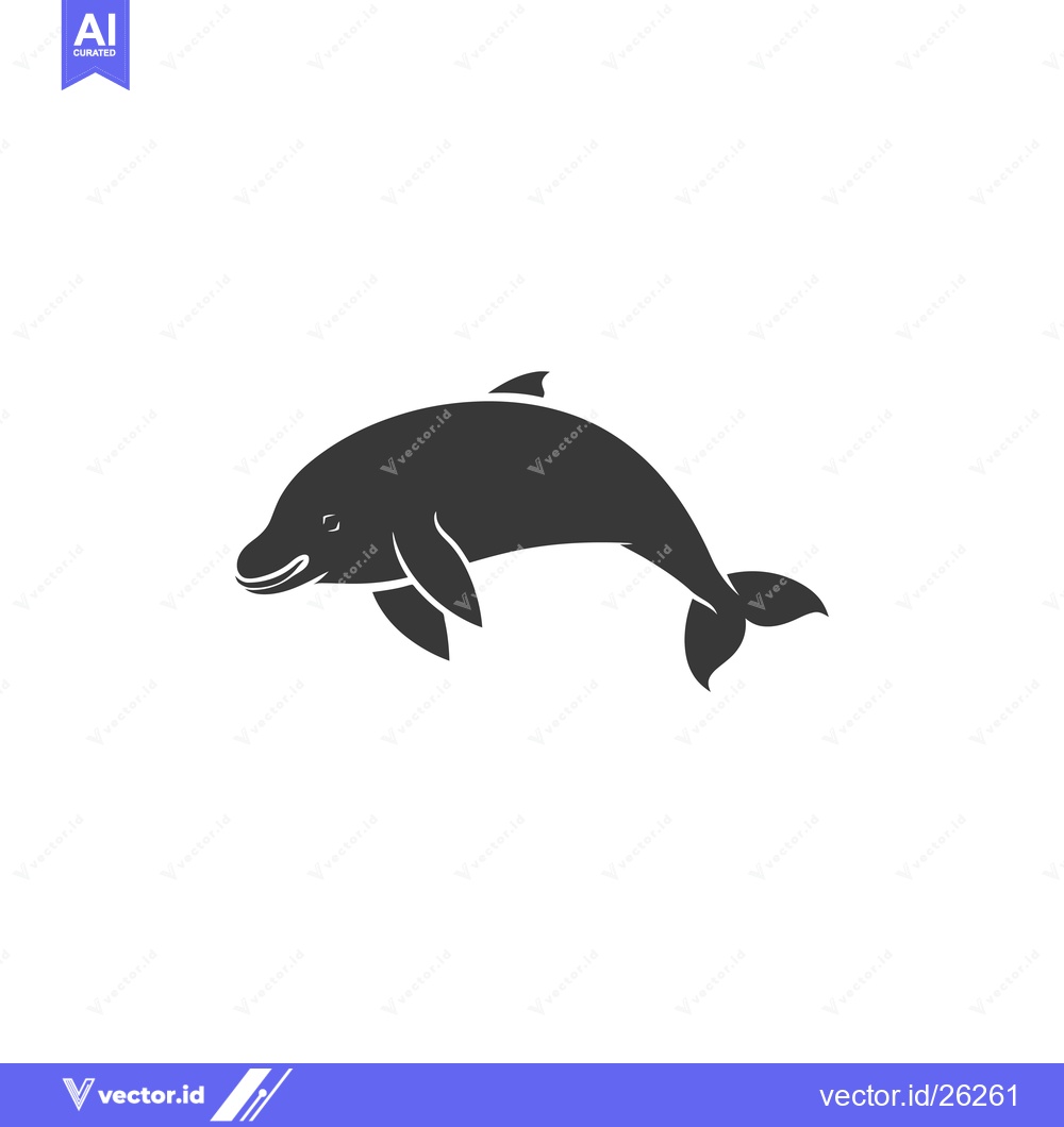 Premium Vector of Black and White Silhouette of a Dolphin Jumping Out of the Water