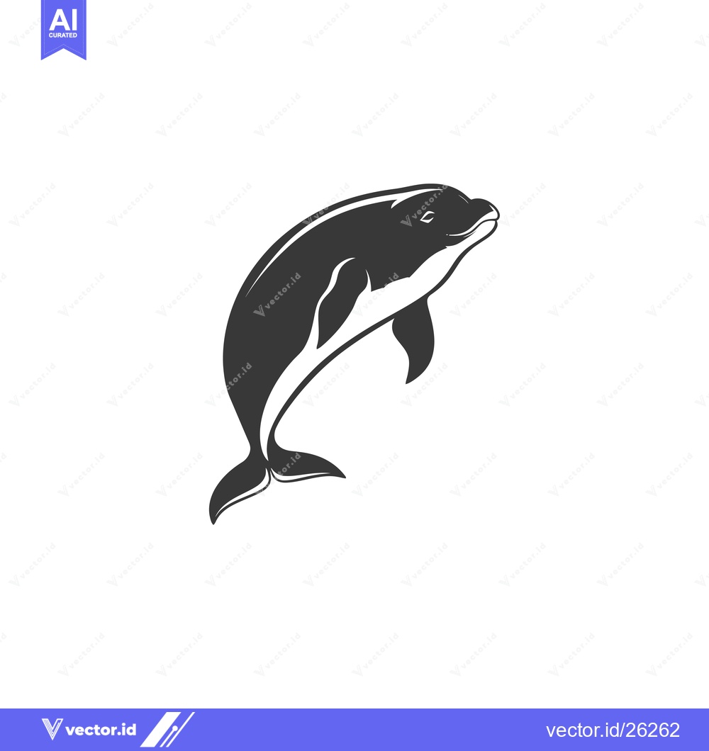 Premium Vector dari Black and White Silhouette of a Dolphin Jumping Out of Water
