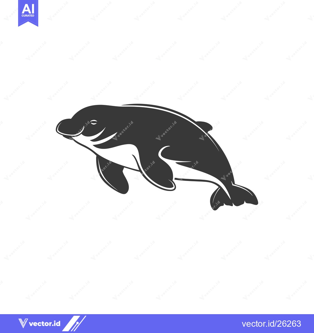 Premium Vector dari Black and White Silhouette of a Dolphin Leaping
