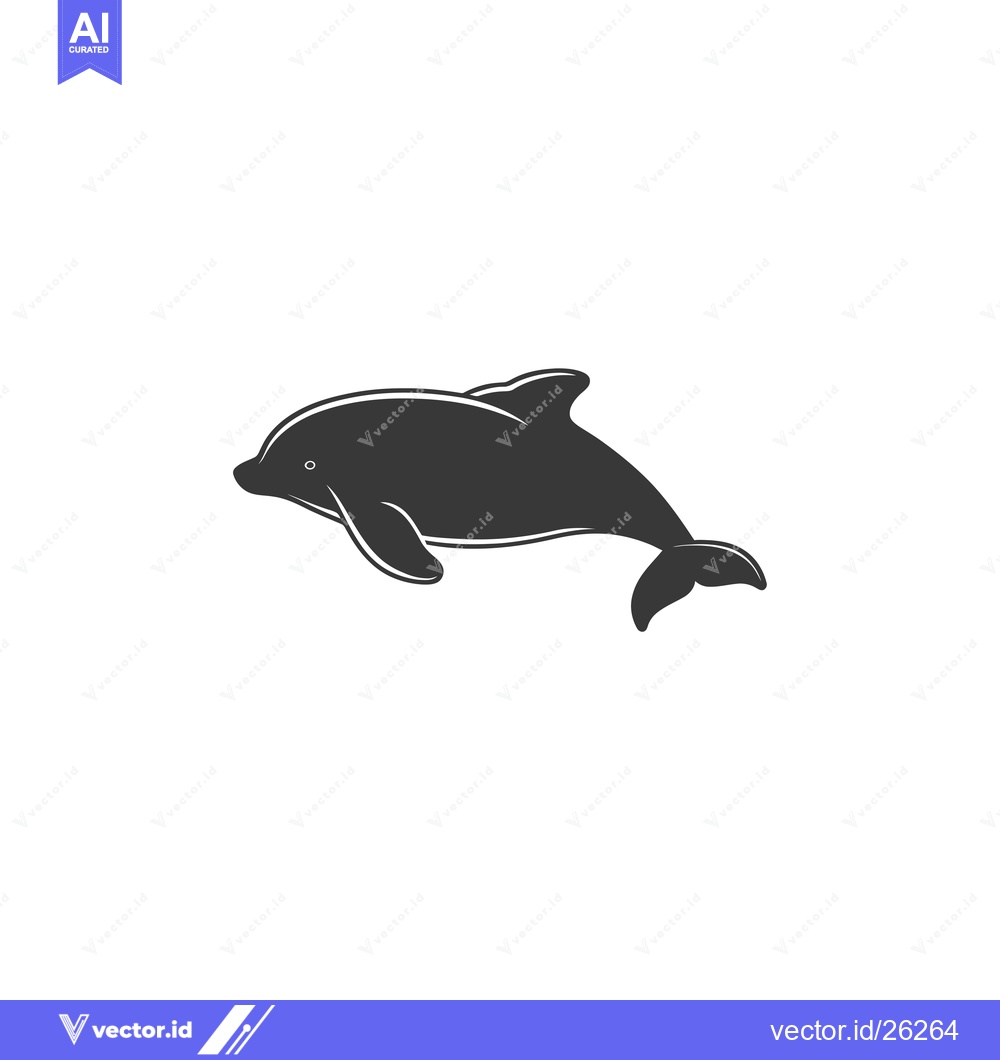 Premium Vector dari Black and White Silhouette of a Dolphin Swimming