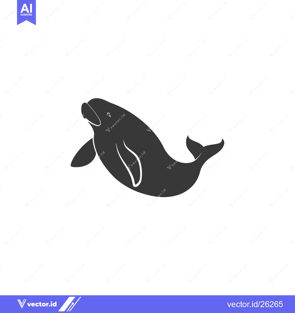 Premium Vector of Black and White Silhouette of a Dolphin Swimming