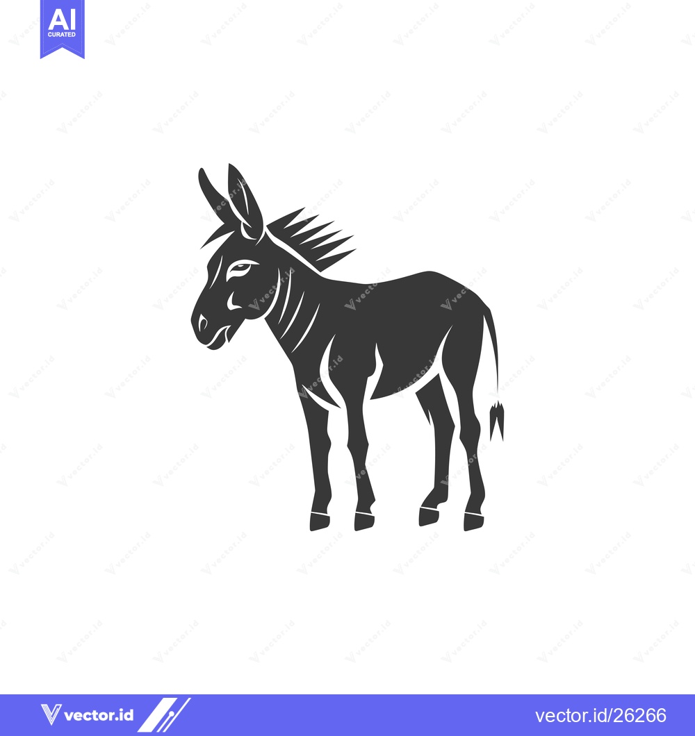 Premium Vector of Black and White Silhouette of a Donkey