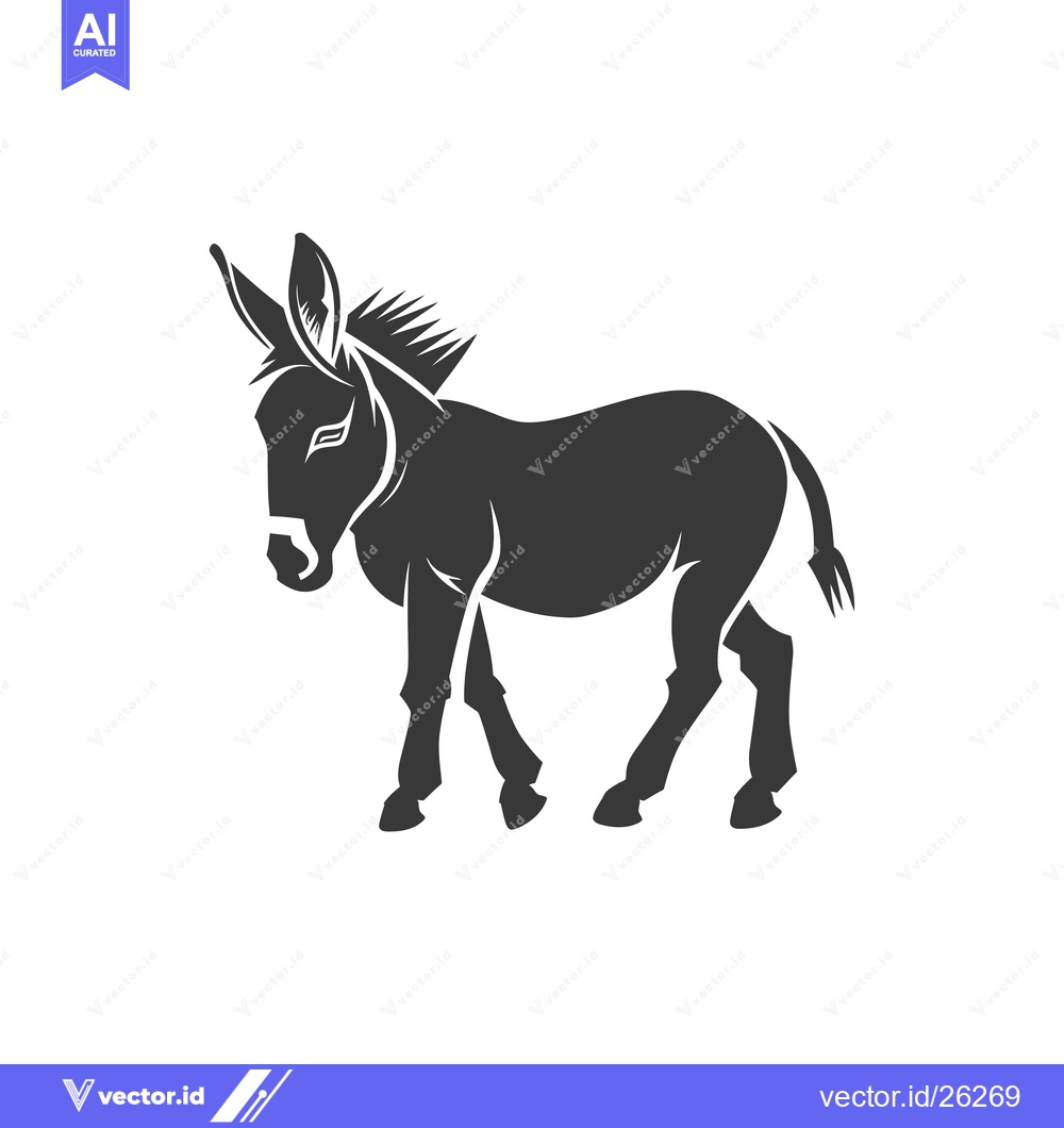 Premium Vector of Black and White Silhouette of a Donkey Standing